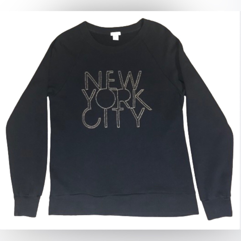 J. Crew “New York City” Gold Embroidered Sweatshirt Size Medium